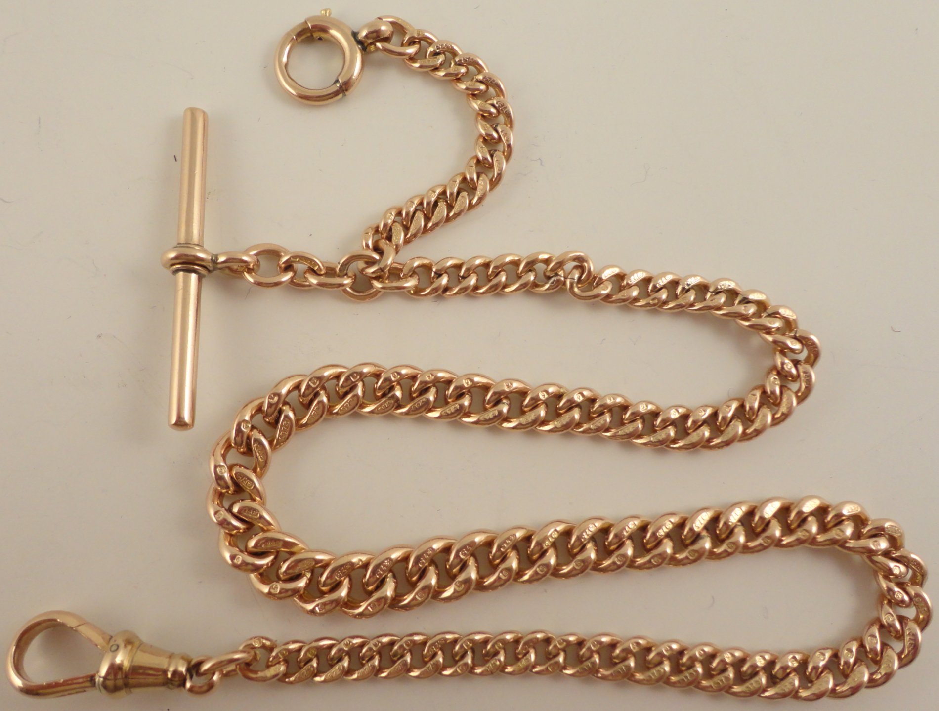 9ct Rose gold albert watch guard chain Weighs 27.4 grams 13.5 inches ...