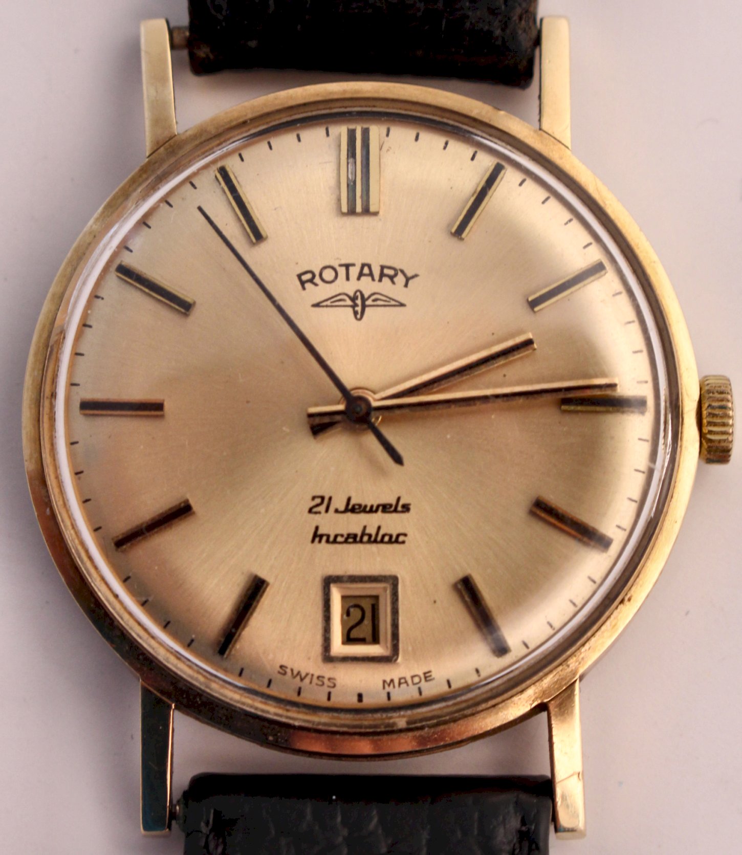 Rotary 21 jewels incabloc gold Clearance