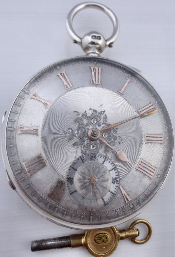Silver antique fusee pocket watch with silver dial HM London 1855 Ian