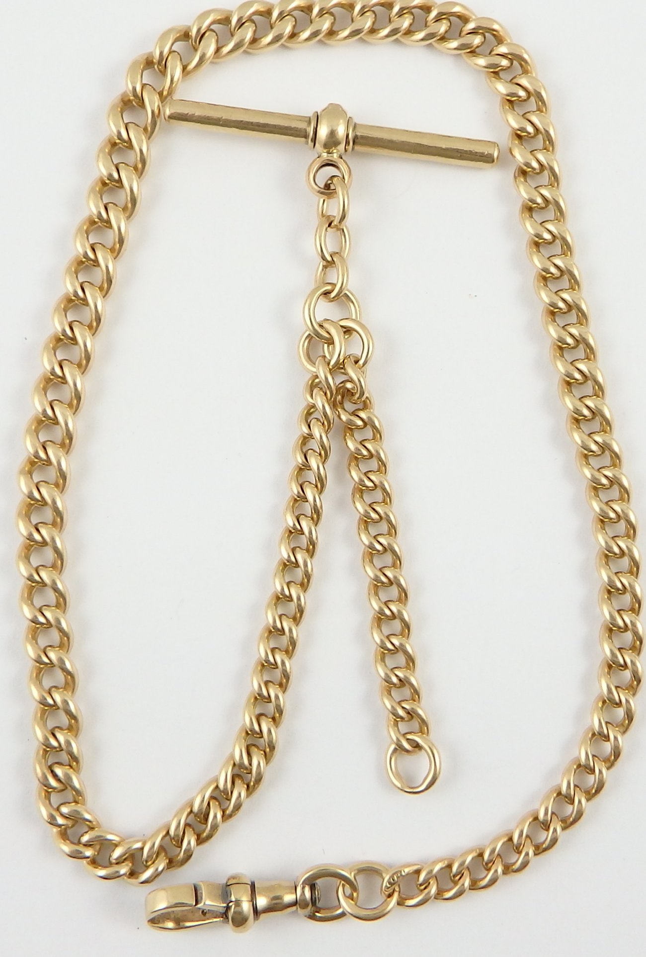 Heavy 15 inch antique 10ct solid yellow gold albert watch guard chain ...
