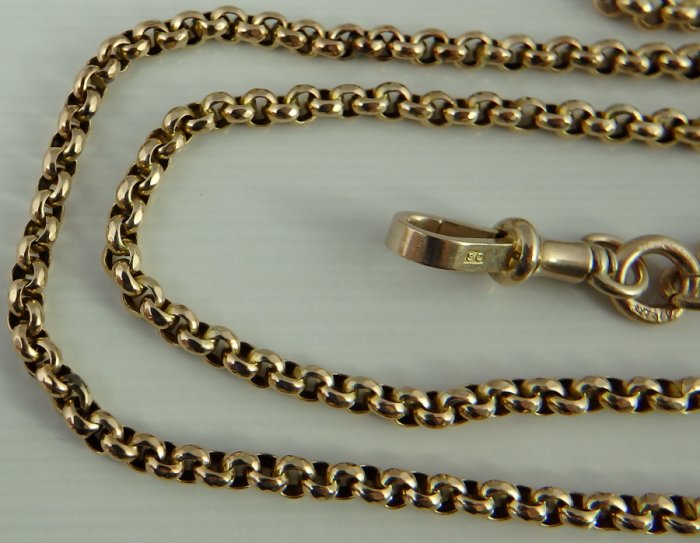 Antique Victorian 30 inch 9ct gold watch guard chain Weighs 16.1 grams ...