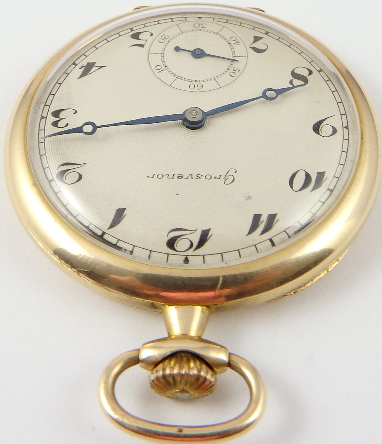 Vintage 9 carat gold Grosvenor Swiss 15 jewel dress pocket watch In