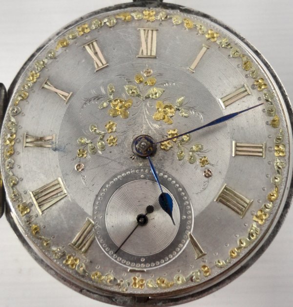 Antique silver dial fusee pocket watch Stone Manchester HM 1854 Working ...