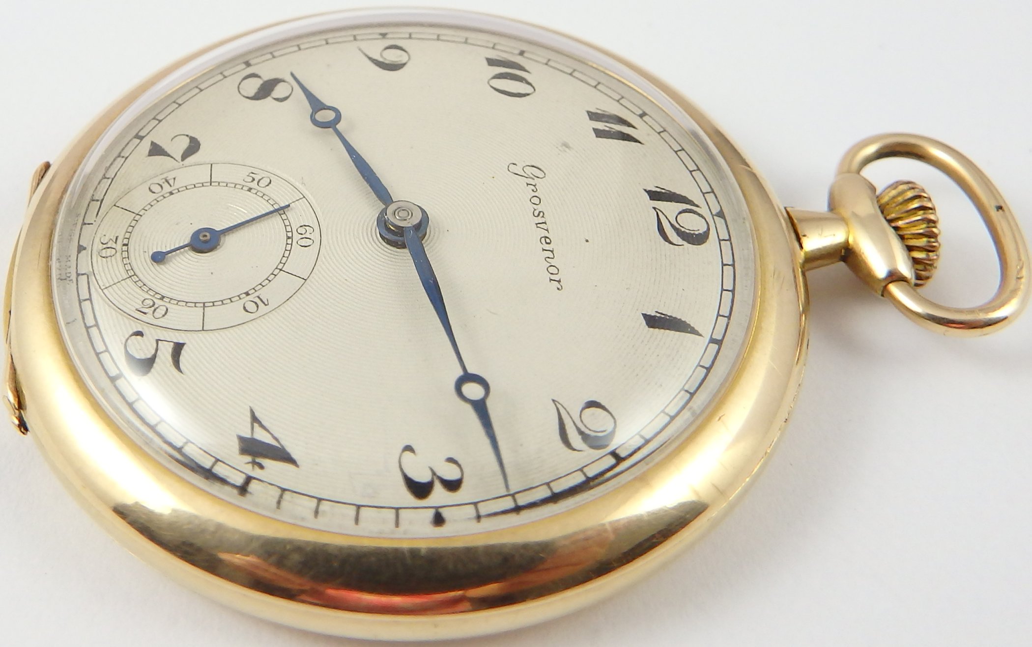 Vintage 9 carat gold Grosvenor Swiss 15 jewel dress pocket watch In