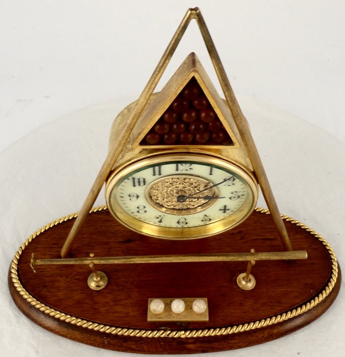 Antique Novelty Desk Clock in the form of a Billiards Set Ian Burton