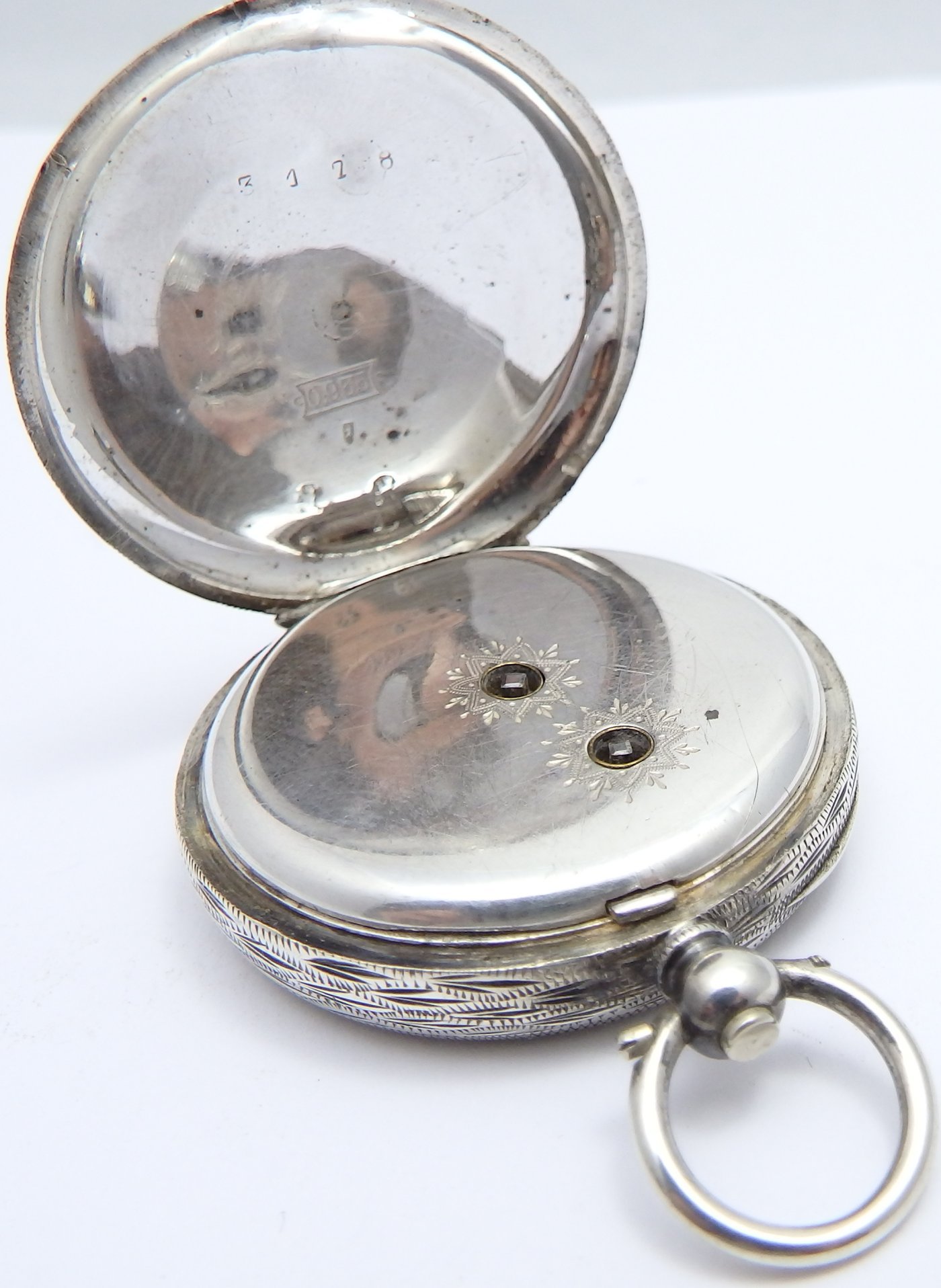 Antique Swiss engraved ladies silver fob watch Circa 1910 Working order