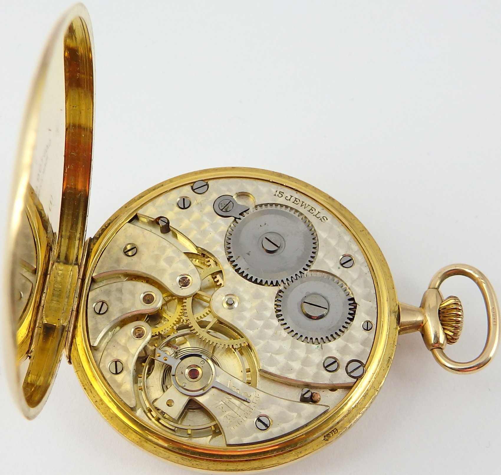 Vintage 9 carat gold Grosvenor Swiss 15 jewel dress pocket watch In