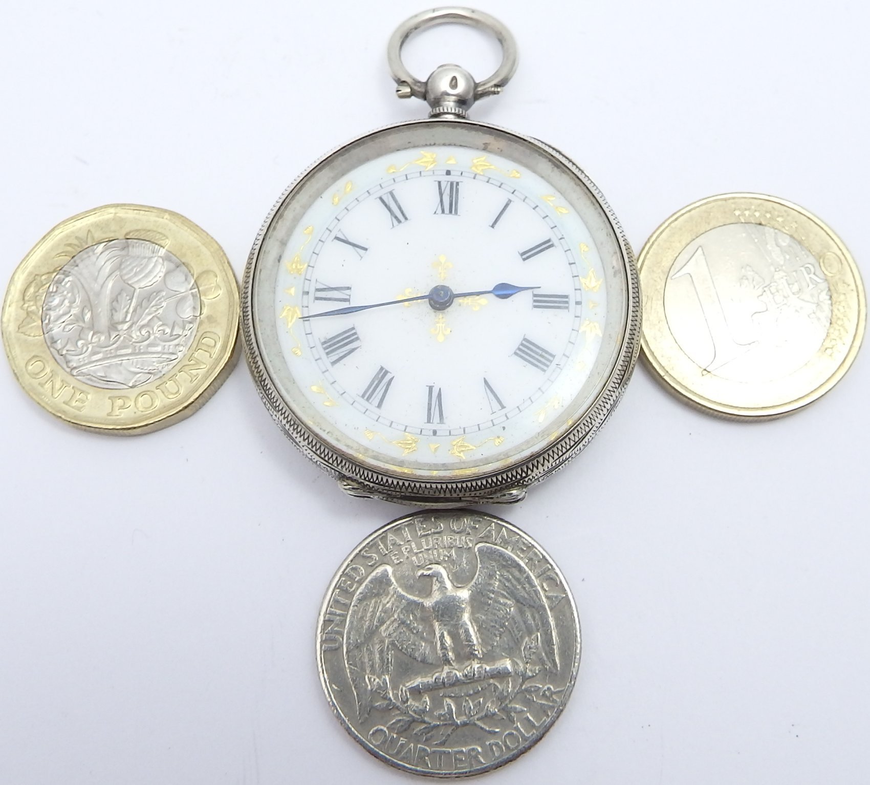 Antique Swiss engraved ladies silver fob watch Circa 1910 Working order