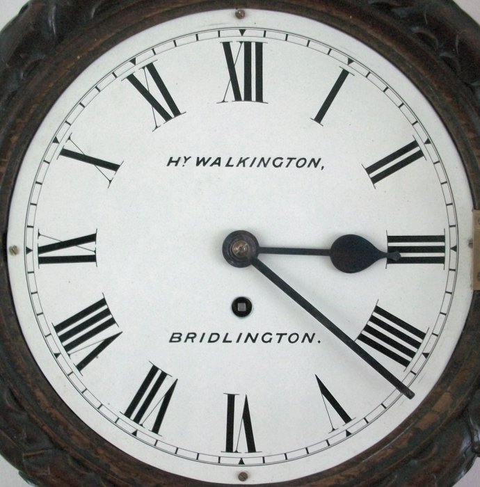 Antique carved fusee wall clock. Hy. Walkington, Bridlington. C.1880